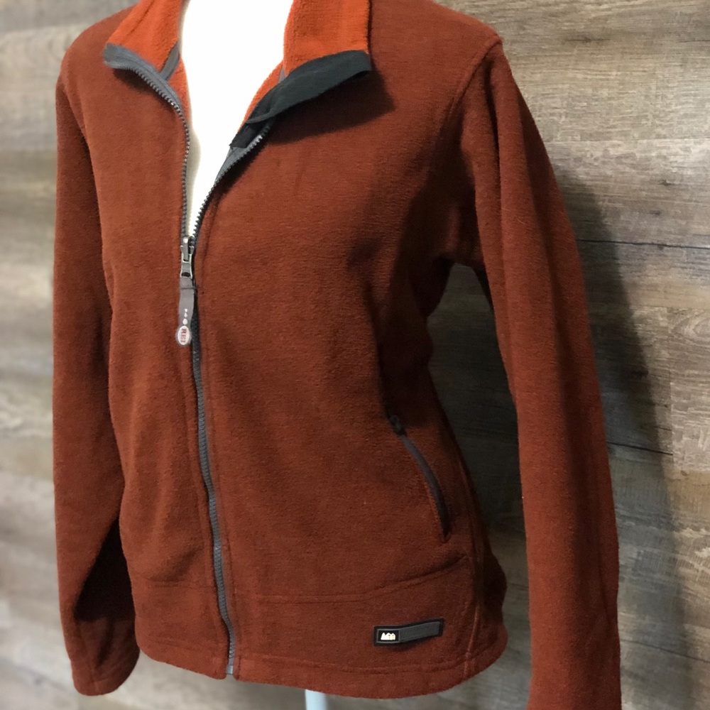 REI Fleece Burnt Orange Jacket